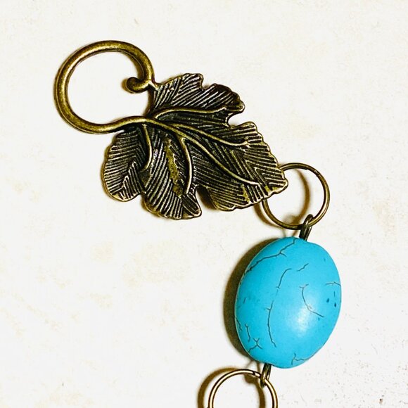 2/$20, Genuine Dyed Howlite Bracelet, Genuine Gemstone + Bronze Grape Leaf Clasp - Picture 4 of 11